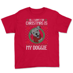 All I want for XMAS is my Doggie Funny T-Shirt Tee Gift Youth Tee - Red