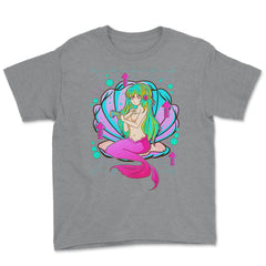 Anime Mermaid Gamer Pastel Theme Vaporwave Style Gift graphic Youth - Grey Heather