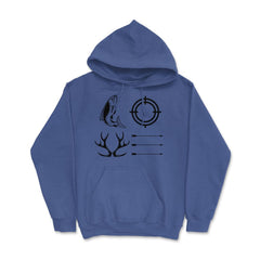 Funny Love Fishing And Hunting Antler Fish Target Arrow graphic Hoodie - Royal Blue