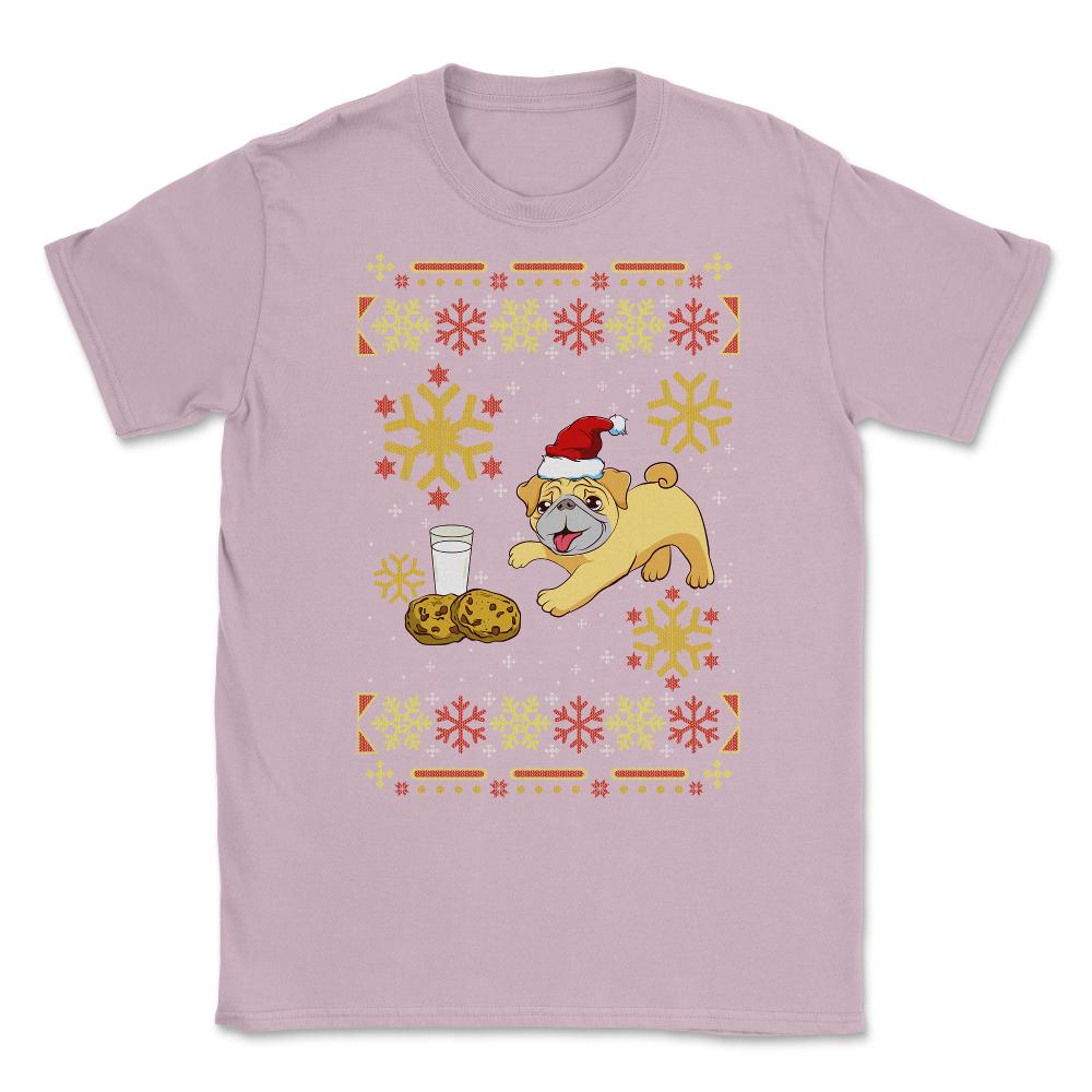 Pug Ugly Christmas Sweater Funny Humor Unisex T-Shirt - Light Pink
