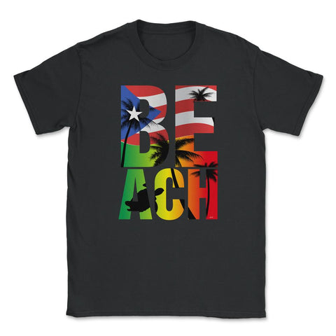 Puerto Rico Flag Beach T Shirt Gifts Shirt Tee  Unisex T-Shirt - Black