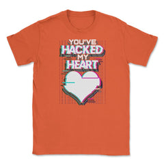 Hacked Heart Computer Geek Valentine Unisex T-Shirt - Orange