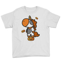 Halloween Unicorn with Pumpkins T Shirts Gifts Youth Tee - White