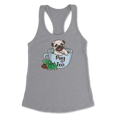 Pug Of Tea Funny Pug Inside A Tea Cup Pun Dog Lover print Women's - Heather Grey