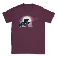 Papa Bear Moonlight T-Shirt Father's Day Tee Gift Unisex T-Shirt - Maroon