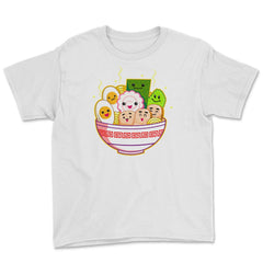 Japan Happy Ramen Characters Noodles Gift print Youth Tee - White