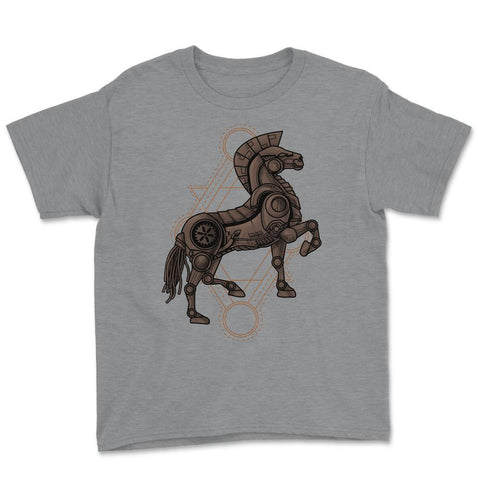 Steampunk Horse Victorian Futurism for Women & Men print Youth Tee - Grey Heather