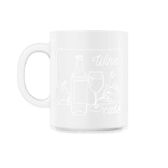 Wine and Cats Outline Artistic Design Gift print - 11oz Mug - White