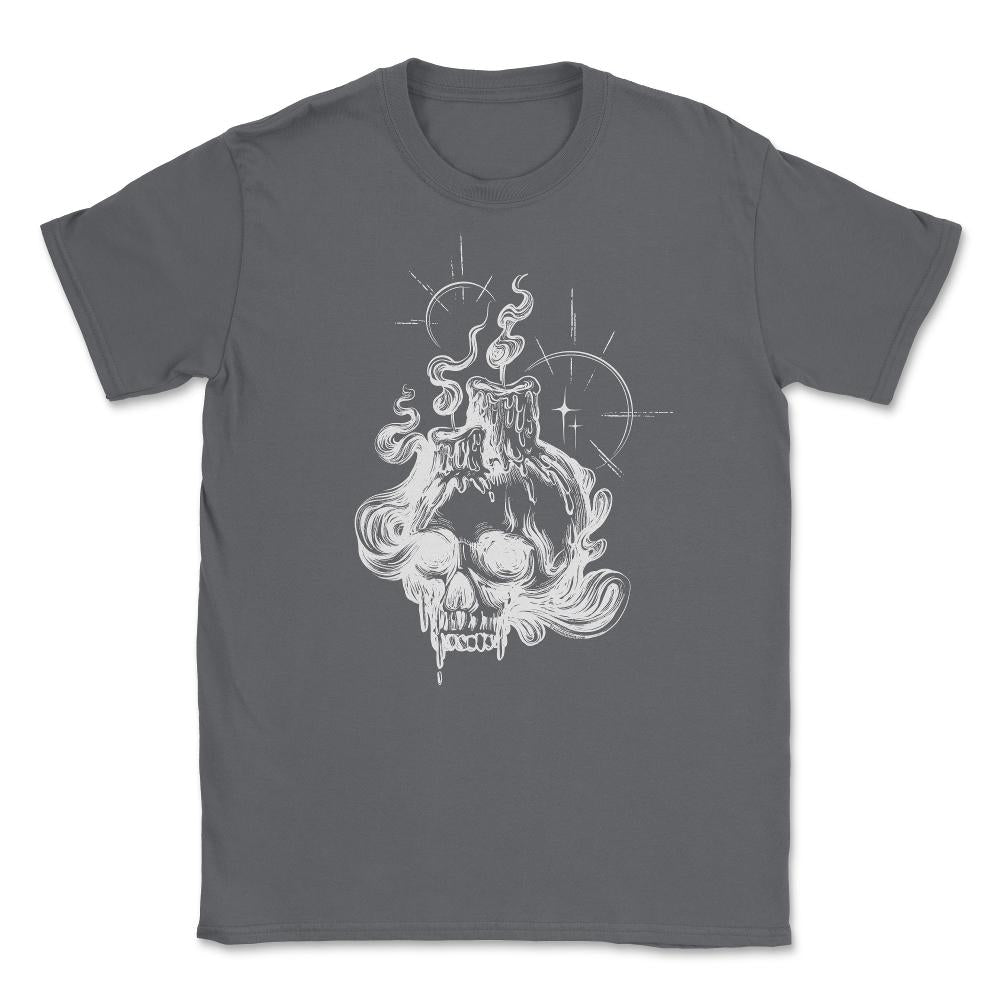 Skull and Candles Skeleton Head Gothic Occult product Unisex T-Shirt - Smoke Grey