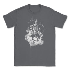 Skull and Candles Skeleton Head Gothic Occult product Unisex T-Shirt - Smoke Grey