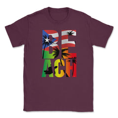 Puerto Rico Flag Beach T Shirt Gifts Shirt Tee  Unisex T-Shirt - Maroon