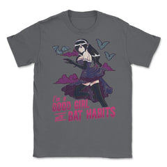 Goth Anime Bat Habits Girl Design print Unisex T-Shirt - Smoke Grey