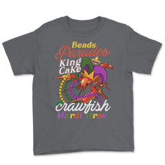 Crawfish With Jester Hat & Bead Necklaces Funny Mardi Gras design - Smoke Grey