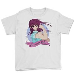 Yes we can do it! Anime Feminist Girl Youth Tee - White