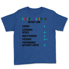 Funny School Counselor Report Card Vibrant Appreciation print Youth - Royal Blue