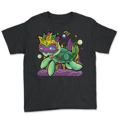Mardi Gras Turtle with beads & mask Funny Gift product Youth Tee - Black