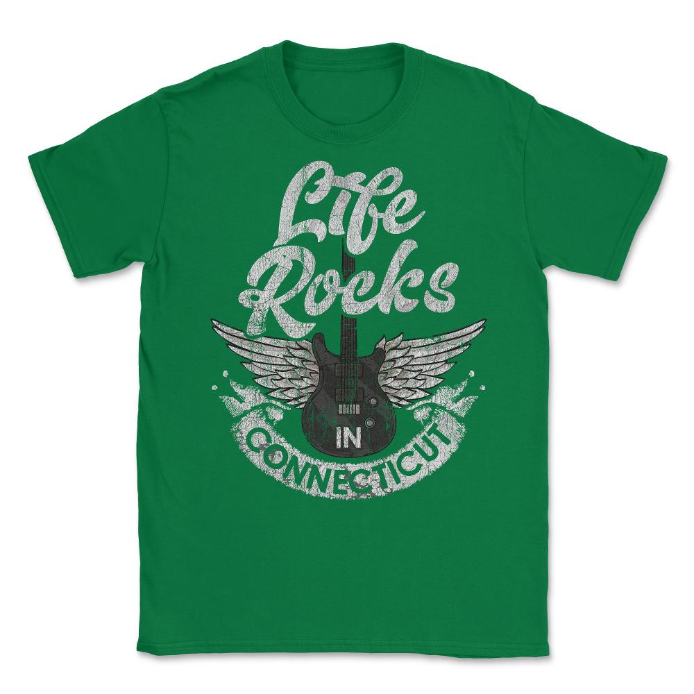 Life Rocks In Connecticut Electric Guitar With Wings print Unisex - Green