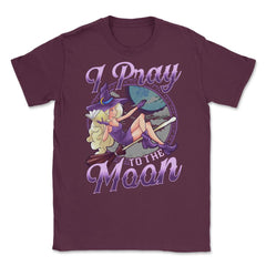 Halloween Witch I Pray To the Moon Anime Manga Vin Unisex T-Shirt - Maroon