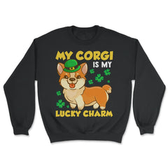 Saint Patty's Day Theme Irish Corgi Dog Funny Humor Gift design - Unisex Sweatshirt - Black