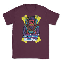 Extreme Gorilla Gamer Funny Humor T-Shirt Tee Shirt Gift Unisex - Maroon