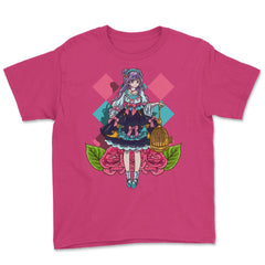 Lolita Fashion Themed Bird Cage Anime Design graphic Youth Tee - Heliconia
