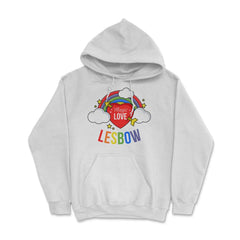 Lesbow Rainbow Heart Gay Pride Month t-shirt Shirt Tee Gift Hoodie - White