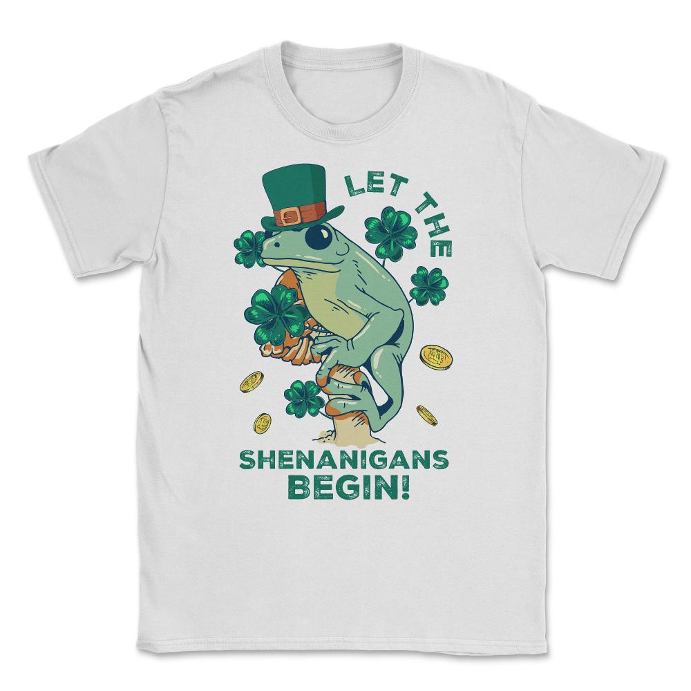 Let the Shenanigans Begin! Cottagecore Frog St Patrick Humor design - White