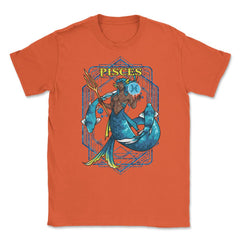 Pisces Zodiac Sign Warrior Anime Style Merman print Unisex T-Shirt - Orange