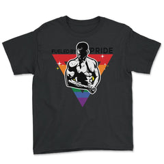 Fueled by Pride Gay Pride Guy in Rainbow Triangle2 Gift design Youth - Black