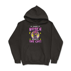 Beware of the Cat Cute Halloween Black Kitten Gift Hoodie - Black