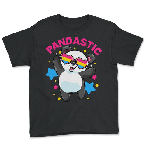 Pandastic Pansexual Pride Flag Rainbow Kawaii Panda print Youth Tee - Black