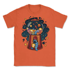 Bitcoin & Planets Gumball Machine Astronaut Hilarious Theme print - Orange
