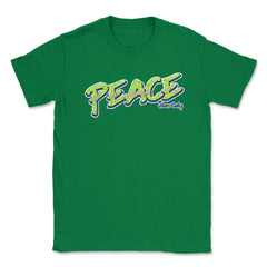 Peace Vibes Only Words Colorful Peace Day Design print Unisex T-Shirt - Green