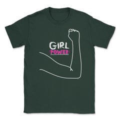 Girl Power Flexing Arm T-Shirt Feminism Shirt Top Tee Gift Unisex - Forest Green