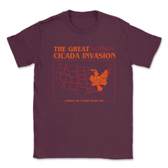 Cicada Invasion Coming to These States in US Map Cool graphic Unisex - Maroon