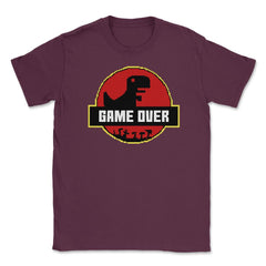 Game Over Back to Retro Dinosaur Shirt Gift T-Shirt Unisex T-Shirt - Maroon