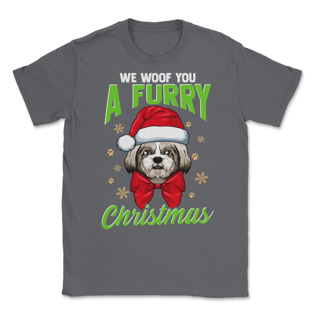 We Woof You a Merry Christmas Funny Shih Tzu Unisex T-Shirt - Smoke Grey