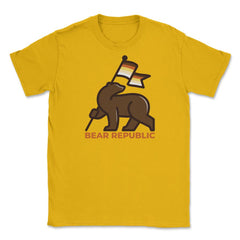 Bear Republic Brotherhood Flag Bear Gay Pride print Unisex T-Shirt - Gold