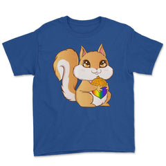 Gay Pride Kawaii Squirrel with Rainbow Nut Funny Gift design Youth Tee - Royal Blue