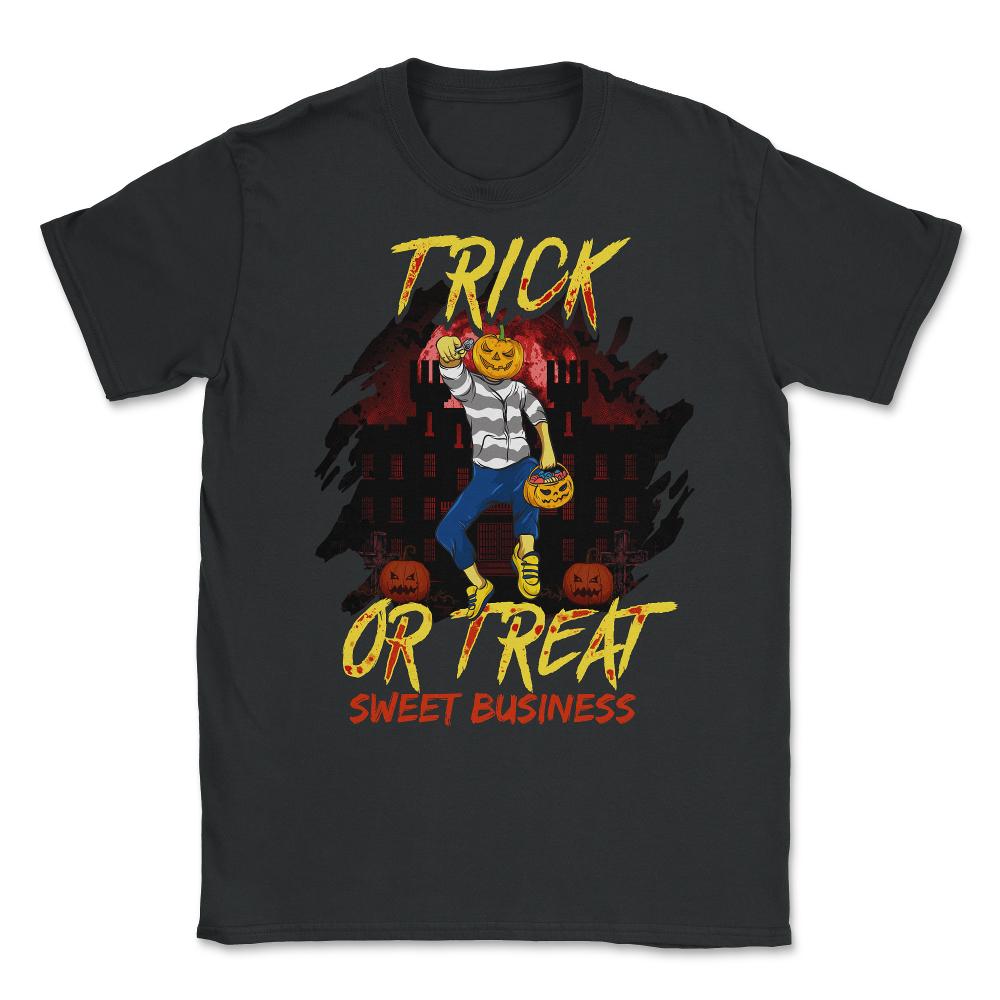 Trick or Treat Nasty Pumpkin Head Guy Halloween Unisex T-Shirt - Black