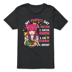 My Perfect Day Sketch Watch Anime Eat Ramen Repeat design - Premium Youth Tee - Black