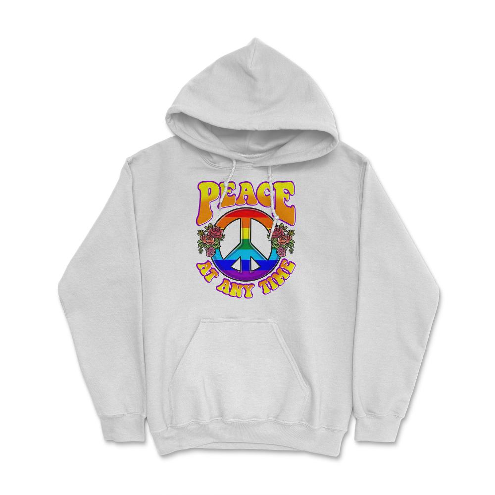 Peace At Any Time Motivational Rainbow Peace Meme graphic Hoodie - White
