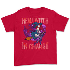 Head Witch in Charge Halloween Cute Funny Youth Tee - Red