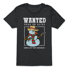 Armed Snowman Wanted Dead or Alive Funny Xmas Novelty Gift graphic - Premium Youth Tee - Black