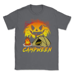 Halloween + Camping = Campween Funny Jack O-Lanter Unisex T-Shirt - Smoke Grey