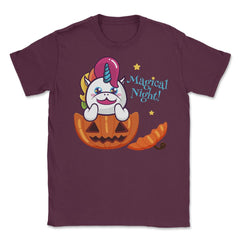 Magical Night! Halloween Unicorn Shirt Gifts Unisex T-Shirt - Maroon