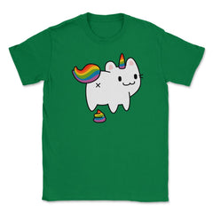 Caticorn Rainbow Flag Gay Pride & Poop Gay design Unisex T-Shirt - Green