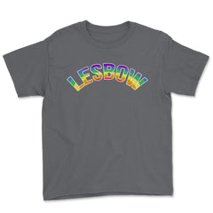 Lesbow Rainbow Word Arc Gay Pride t-shirt Shirt Tee Gift Youth Tee - Smoke Grey