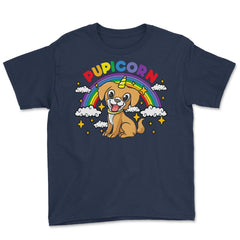 Gay Pride Rainbow Pupicorn Funny Puppy Unicorn Gift graphic Youth Tee - Navy