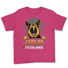 Ears Up System Armed K9 Police Dog German Shepherd design Youth Tee - Heliconia